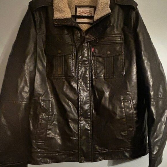 Vintage Signature by Levi Strauss Brown Bomber Jacket with Sherpa Lining - Picture 1 of 10